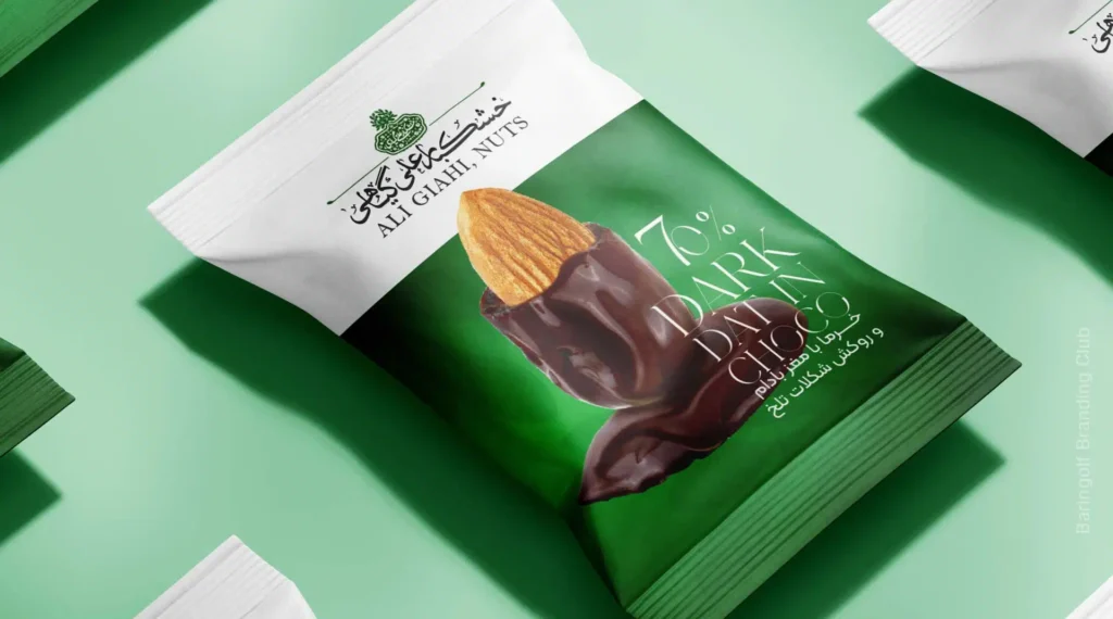 طراحی لفاف تک نفره خرما شکلاتی علی گیاهی